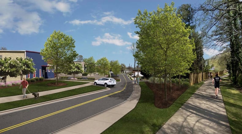 Lilburn is planning to convert 106 First Avenue into a passive park with a pedestrian alley to Railroad Avenue. Courtesy City of Lilburn