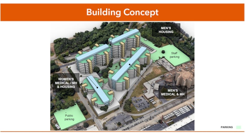 An elevation drawing from consultants shows how a much larger jail would be built on the current Rice Street site by 2029.