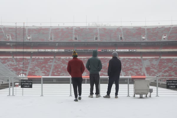 Students looked out at Sanford Stadium on the UGA campus earlier this month. (C.J. Bartunek for the AJC)