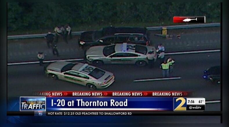 What started as a larceny call ended with a chase on I-20 in Douglas County and two arrests, the sheriff’s office said.