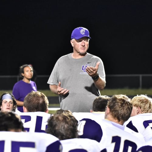 Former Union County coach Brian Allison talks with his team after a spring game at Chestatee.