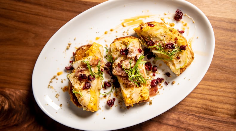 Fall squash toast from the menu of Saints and Council. / Photo by Mia Yakel