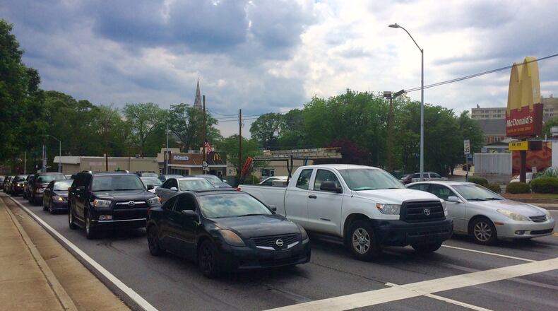 Commerce Drive at Church Street in Decatur during rush hour. Photo by Bill Torpy