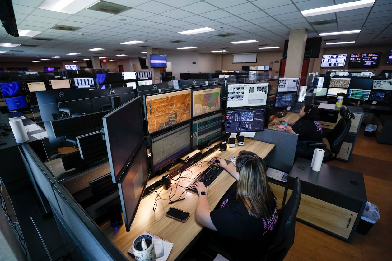 After a recent tech upgrade, emergency communication officer Julianna Shetterly and fellow Cobb dispatchers can see a map with the exact location of every cellphone contacting them. (Miguel Martinez/AJC)
