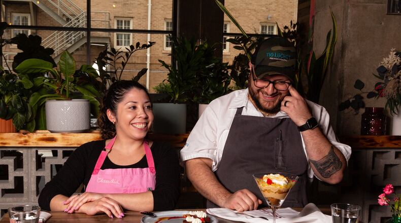 Claudia Martinez (left) consults with chefs like Arnaldo Castillo of Tio Lucio’s on their dessert menus. (Courtesy of Tio Lucho’s/McKay Pruitt)