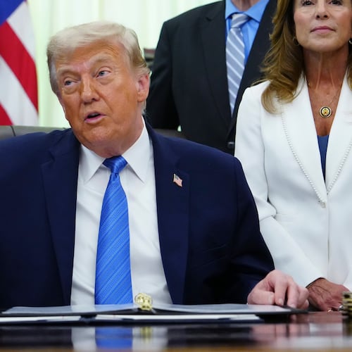 President Donald Trump speaks in the Oval Office of the White House, Wednesday, June 10, 2026, in Washington. (AP Photo/Julia Demaree Nikhinson)