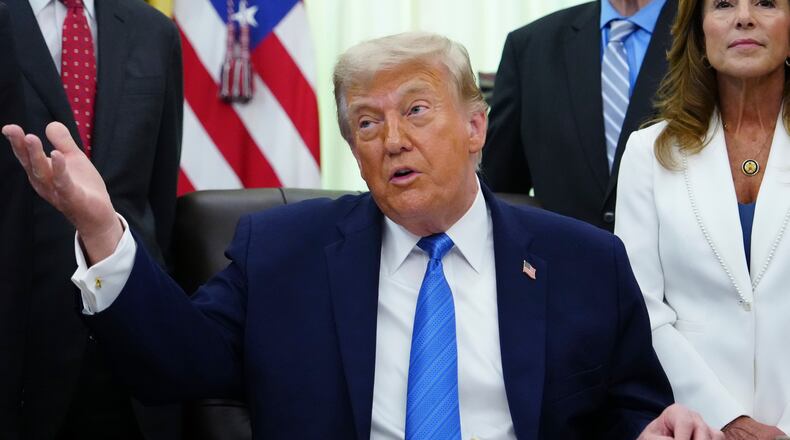 President Donald Trump speaks in the Oval Office of the White House, Wednesday, June 10, 2026, in Washington. (AP Photo/Julia Demaree Nikhinson)