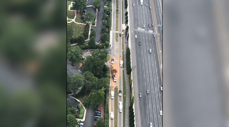 A water main break Wednesday closed Akers Mill Road between Cumberland Boulevard and Powers Ferry Road.