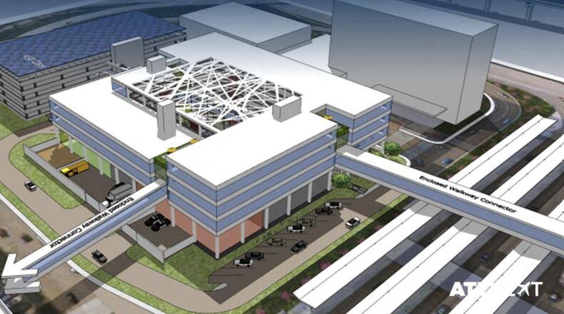 This is a Hartsfield-Jackson International Airport rendering of $242 million aviation administration center to be built next to the terminal. There would also be space for a hotel. Source: Hartsfield-Jackson