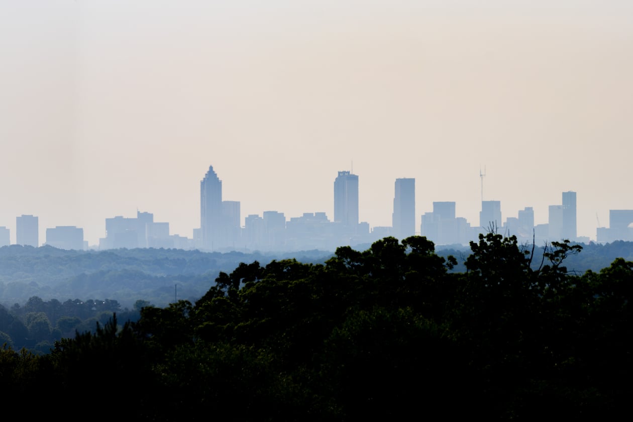 Smoke from major wildfires in southern Georgia prompted a code orange air quality alert for metro Atlanta on April 23, 2026 (Ben Hendren for the AJC)