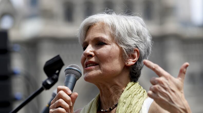 Dr. Jill Stein, the Green Party presidential nominee, speaks at a rally in Philadelphia, Tuesday, July 26, 2016. (AP Photo/Alex Brandon)