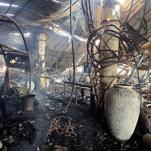 The charred interior of a nightclub, which caught fire early Sunday, is seen in Arpora, in Goa, India, Sunday, Dec. 7, 2025. (AP Photo)