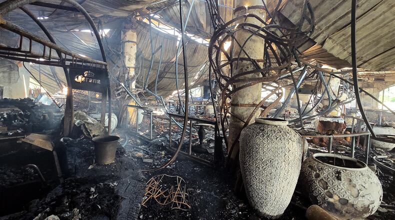 The charred interior of a nightclub, which caught fire early Sunday, is seen in Arpora, in Goa, India, Sunday, Dec. 7, 2025. (AP Photo)