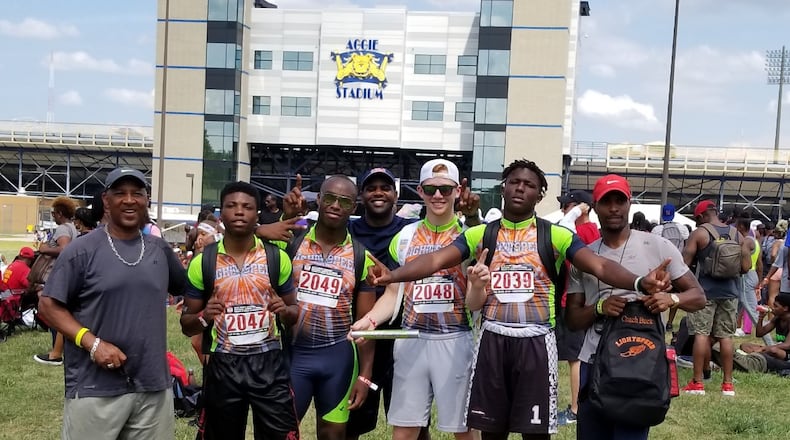 Coach Marvin Shannon pictured with staff and members of the Atlanta Lightspeed Track Club. The club will go to Sacramento to compete in the U.S. Junior Olympics.  (Credit: Marvin Shannon)
