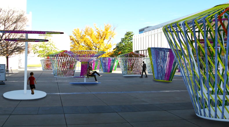 A rendering of "The Spinning Tops" installation coming to the piazza between the High Museum of Art and Memorial Arts Building this spring. CONTRIBUTED BY HIGH MUSEUM