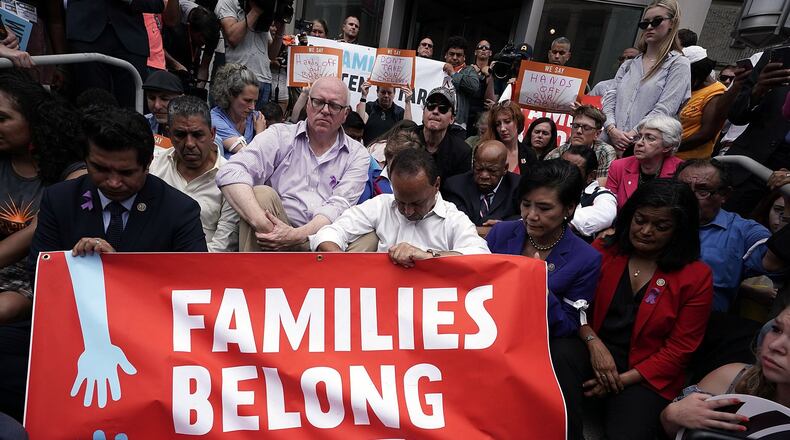 The Trump Administration policy of separating immigrant parents from their children at the border sparked protests across the country this summer, including this demonstration outside the headquarters of U.S. Customs and Border Protection in June in Washington, D.C. Demonstrators including U.S. Rep. Judy Chu (D-CA), Rep. John Lewis (D-GA), Rep. Al Green (D-TX), Rep. John Lewis (D-GA) and Rep. Luis Gutierrez (D-IL). (Photo by Alex Wong/Getty Images)