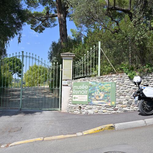 The entrance of the Renoir Museum where thieves stole four valuable Renoir paintings, in Cagnes-sur-Mer, Tuesday, Sept. 8, 2026. (AP Photo/Philippe Magoni)