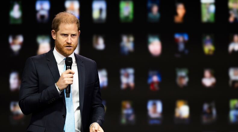 Prince Harry, Duke of Sussex talks on stage during the Clinton Global Initiative, Wednesday, Sept. 23, 2026, in New York. (AP Photo/Ishika Samant)