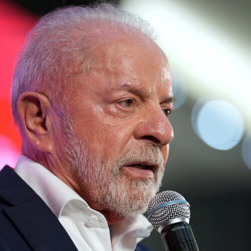 Brazilian President Luiz Inacio Lula da Silva speaks during a ceremony announcing outgoing Finance Minister Fernando Haddad's candidacy for governor of Sao Paulo state in the October elections, in Sao Bernardo do Campo, Brazil, Thursday, March 19, 2026. (AP Photo/Andre Penner)