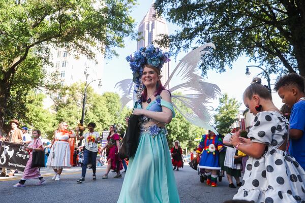 Thousands lined up along Peachtree Street for the annual Dragon Con Parade in Atlanta on Saturday, Aug. 30, 2025. (Abbey Cutrer/AJC)