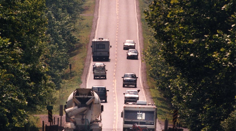 The Outer Perimeter was designed to help alleviate heavy truck traffic on the narrow two lanes of Highway 20, east of Cartersville.Photo taken May 28, 1993. (John Spink/AJC staff)