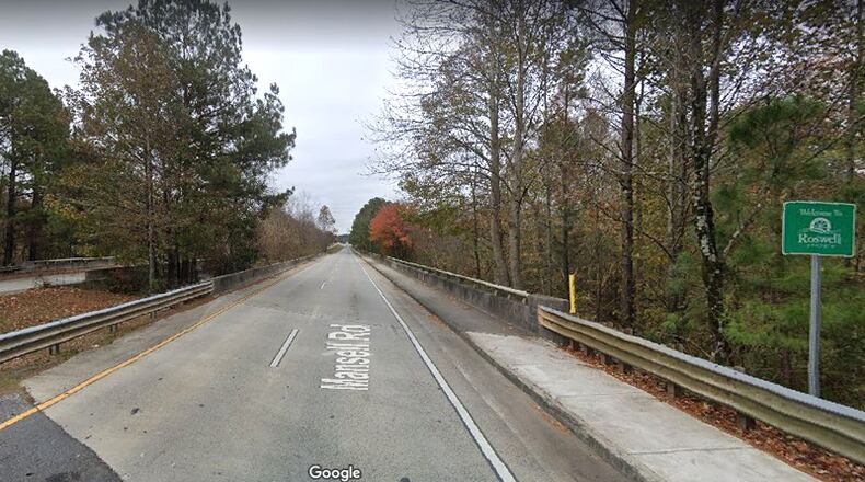 Eastbound lanes of the Mansell Road bridge over Big Creek in Roswell will be closed during the daytime hours the next 90 days as crews repaint bridge piles and do other maintenance. GOOGLE MAPS
