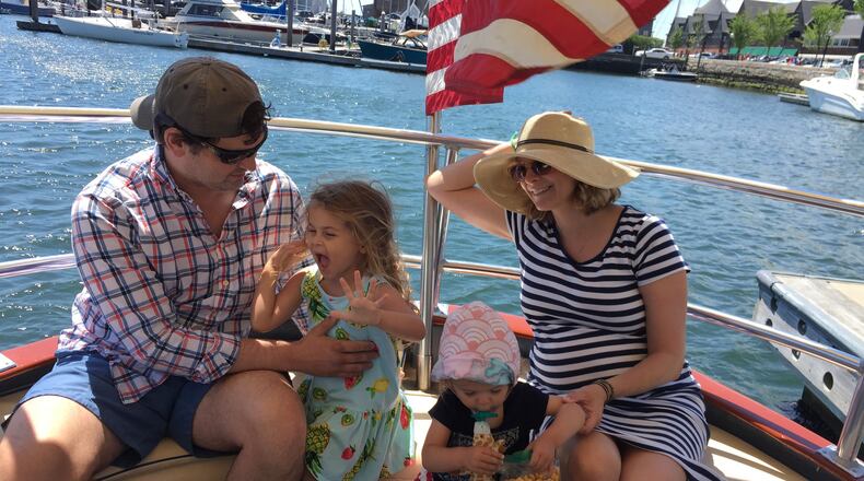 Kelly Guris is seen here with her husband Mike, and her daughters Sophia (left), 4, and Bernadette, 18 months. Photo: courtesy Kelly Guris