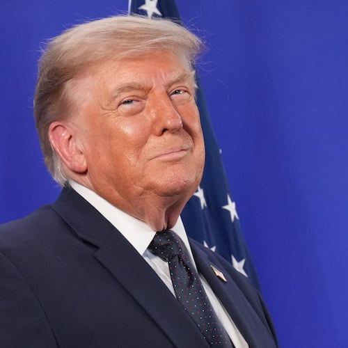 President Donald Trump listens as FIFA President Gianni Infantino speaks at a reception at Trump Tower in New York, Friday, July 17, 2026. (AP Photo/Jacquelyn Martin)