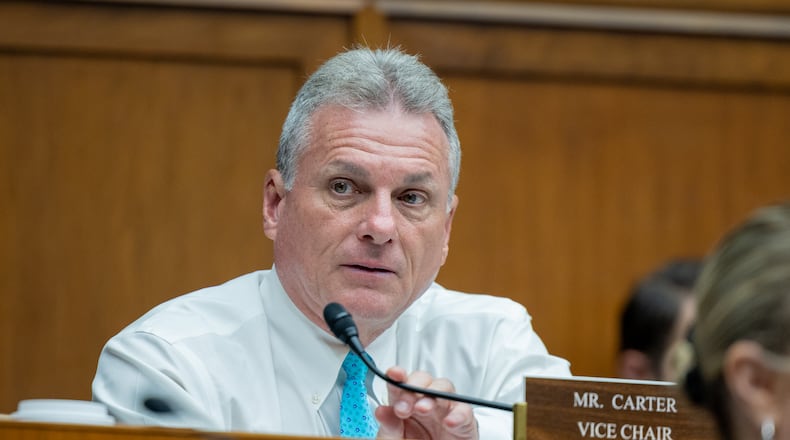 U.S. Rep. Buddy Carter, R-Pooler, expressed disappointment last week when House Speaker Kevin McCarthy sent Republicans home with work left to be done to avoid a federal shutdown this coming Sunday. “We should be closing the border, not the House,” Carter said Friday. “Let’s pass a (continuing resolution) with spending cuts attached, avoid a shutdown, and continue discussions about how to save the country from $33 trillion in federal debt.” (Nathan Posner for The Atlanta Journal-Constitution)