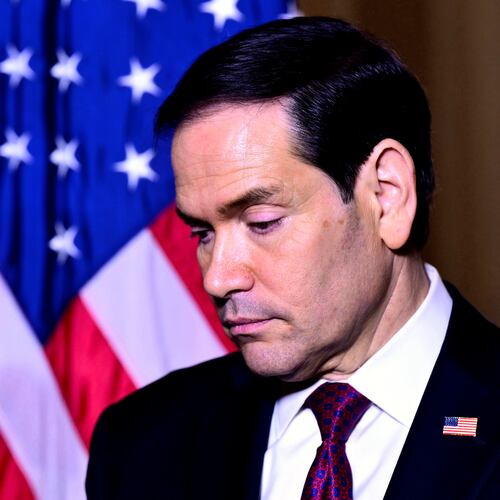 US Secretary of State Marco Rubio attends at a press conference at the US Embassy in Rome, Friday, May 8, 2026. (Stefano Rellandini/Pool Photo via AP)