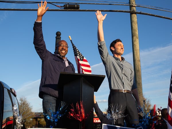 Democratic U.S. Sens. Raphael Warnock (left) and Jon Ossoff (right) are topics of discussion on today's "Politically Georgia" podcast.