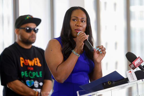 Atlanta Director of Cultural Affairs Adriane Jefferson speaks at a news conference in the space that will host the ATL Culture House at The Center in Atlanta on Wednesday, April 15, 2026. (Arvin Temkar/AJC)