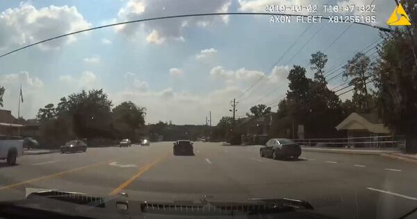 The car (center) fled from police southbound on Buford Highway.