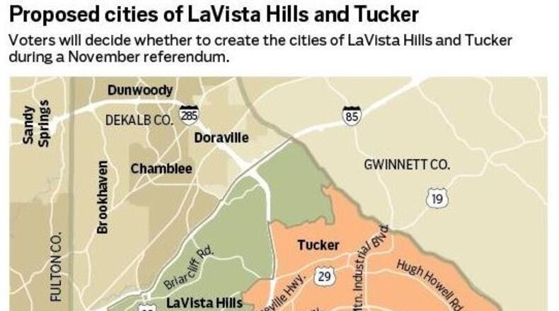 The proposed cities of LaVista Hills and Tucker are on the ballot for voters’ approval Nov. 3.