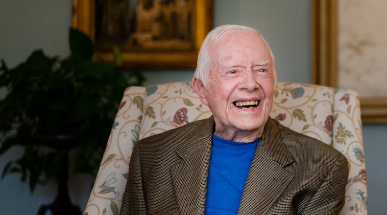 FILE — Former President Jimmy Carter at his home in Plains, Ga., June 25, 2021. Carter, who at 98 is the longest living president in American history, has decided to forgo any further medical treatment and will enter hospice at his home in Georgia, the Carter Center announced on Saturday., Feb. 18, 2023. (Erin Schaff/The New York Times)