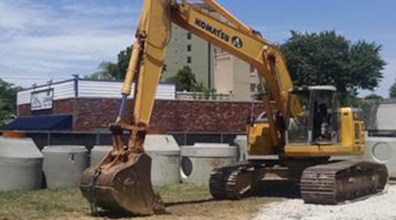 The staging area at East Howard Avenue and North Candler Street where Decatur is rebuilding a major portion of its ancient downtown stormwater system. Courtesy City of Decatur