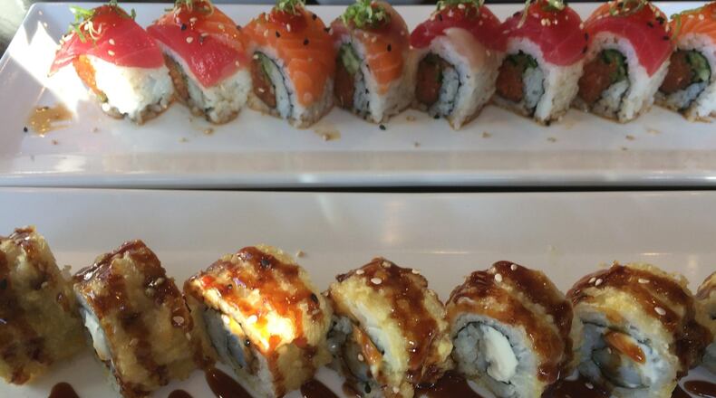 Among the many sushi rolls at Wicked Sushi & Grill are the Mall of Georgia roll (top) and the Golden California roll (bottom). CONTRIBUTED BY WENDELL BROCK