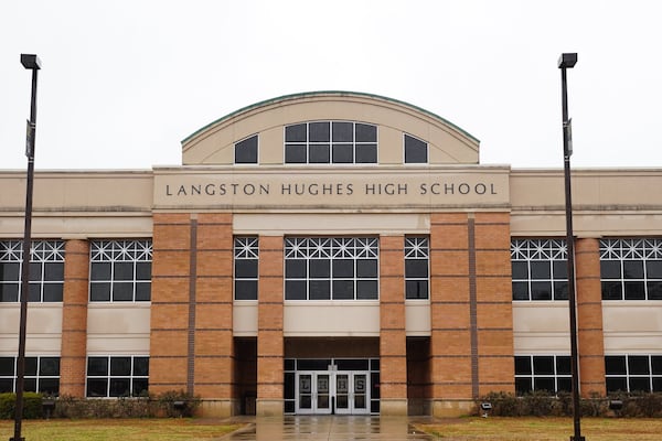 The exterior of Langston Hughes High School is seen on Friday, Dec. 13, 2019, in Atlanta. (Elijah Nouvelage for The Atlanta Journal-Constitution)