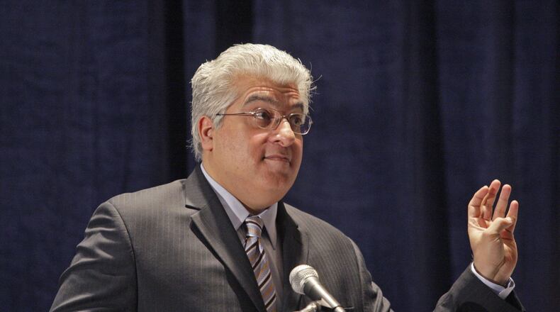 The economies of Georgia and Atlanta will slow down in the face of some headwinds this year, but absent a global crisis,l the region should avoid a recession, according to Rajeev Dhawan, director of the Economic Forecasting Center at Georgia State University. He spoke Wednesday during the center's quarterly conference. (Photo: Bob Andres, bandres@ajc.com)