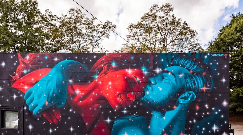 Insane51, an artist from Athens, Greece, created this double vision image on the Blu Cantina, 1242 Glenwood Ave. With an old-school pair of 3-D glasses one can see three different murals. CONTRIBUTED: GREG MIKE