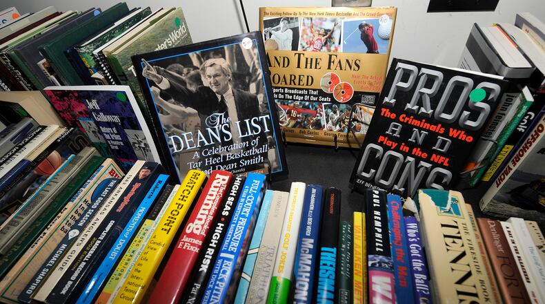These are some of the sports books inside the Georgia Archives building.