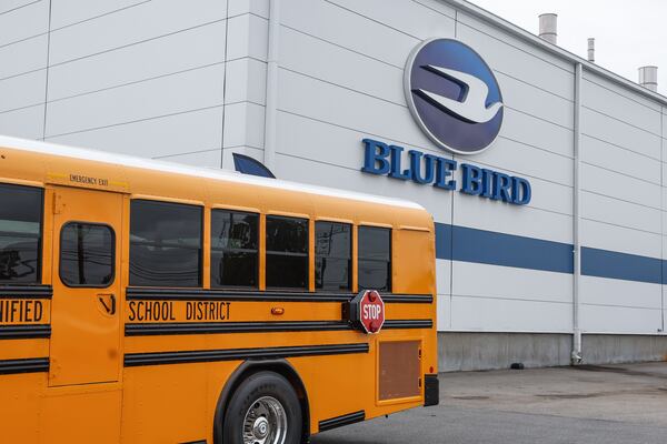 Blue Bird headquarters, seen here in Fort Valley in July 2024. (Natrice Miller/AJC)
