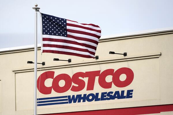 FILE - An American flag flies outside a Costco Warehouse in Cranberry, Pa., on March 7, 2025. (AP Photo/Gene J. Puskar, File)