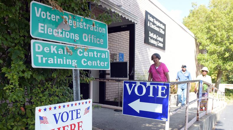DeKalb County voters line up for early voting at the Voter Registration and Elections office in Stone Mountain, Monday, October 17, 2016. KENT D. JOHNSON / AJC