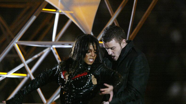 Singers Janet Jackson and Justin Timberlake caused a controversy during the halftime show at Super Bowl XXXVIII in 2004.