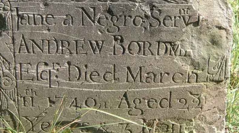 A grave marker for an enslaved woman named Jane uses the archaic ‘1740/1’ Julian calendar notation to denote her death in early 1741. Nicole Maskiell,