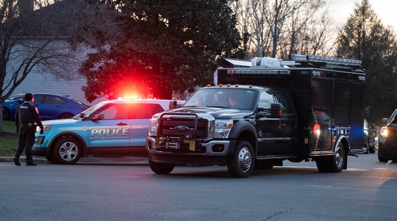 An FBI truck departs the street where the FBI made an arrest and are investigating a house in Woodbridge, Va., Thursday, Dec. 4, 2025. (AP Photo/Cliff Owen)