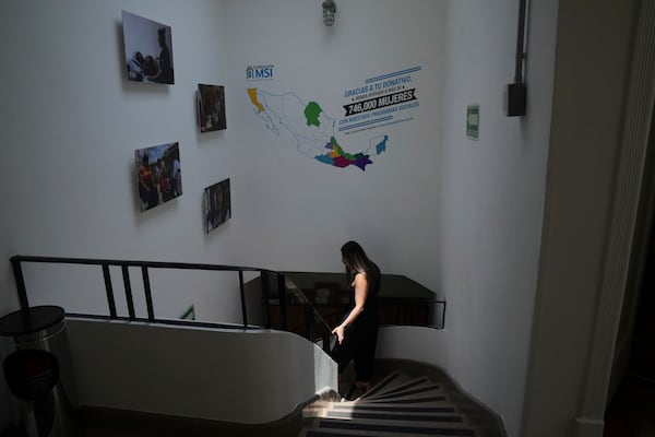 A health worker gives a tour of the MSI Foundation, an organization that offers information and help to women seeking abortions, in Mexico City, Thursday, May 8, 2025. (AP Photo/Marco Ugarte)