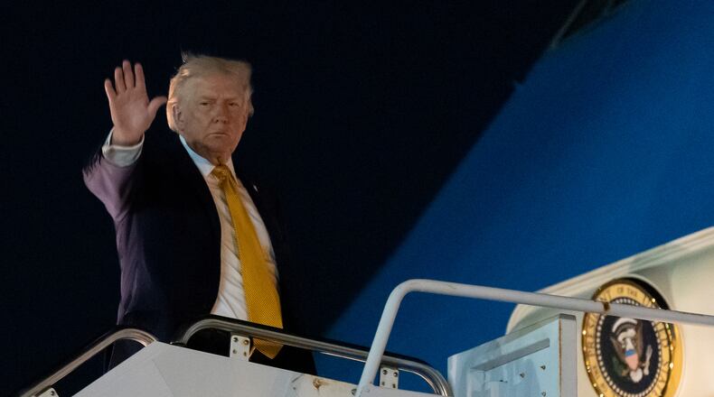 President Donald Trump departs on Air Force One from Palm Beach International Airport, Sunday, Jan. 4, 2026, in West Palm Beach, Fla. (AP Photo/Alex Brandon)