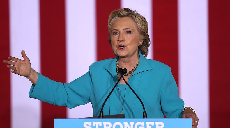 DAYTONA BEACH, FL - OCTOBER 29:  Democratic presidential nominee former Secretary of State Hillary Clinton speaks during a campaign rally at the Dickerson Community Center, Ralph Robinson Gymnasium on October 29, 2016 in Daytona Beach, Florida. Clinton continues to campaign against her Republican opponent Donald Trump as the FBI announced it was reopening the investigtion into her handling of emails when she was Secretary of State.  (Photo by Joe Raedle/Getty Images)